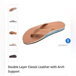 Men’s Rainbow Double Layer classic leather sandals with arch support